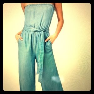 Forever 21 Strapless jumpsuit Chambray Jumpsuit